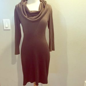 Brown Cowel Sweater Dress